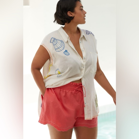 Anthropologie Linen Double Waistband Shorts XL - Picture 6 of 8